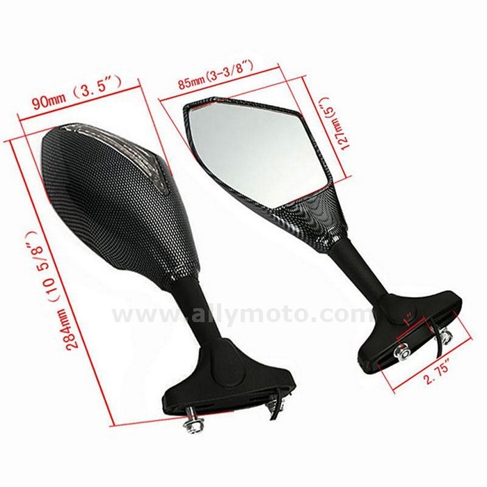 88 Universal Motorcycle Led Turn Signal Rearview Mirrors Atv Scooter Side Mirror Yamaha Suzuki Honda Ducati Kawasaki@2